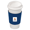 DA7437
	-NYC PLASTIC CUP WITH NEOPRENE SLEEVE-White cup with Royal Blue sleeve